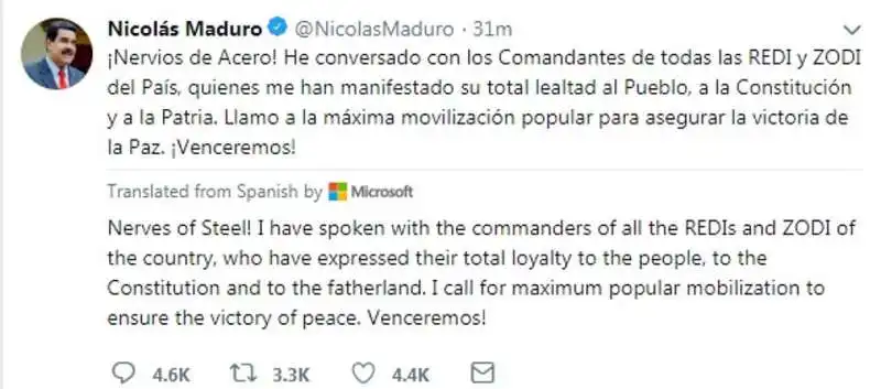 la risposta di nicolas maduro a juan guaido'