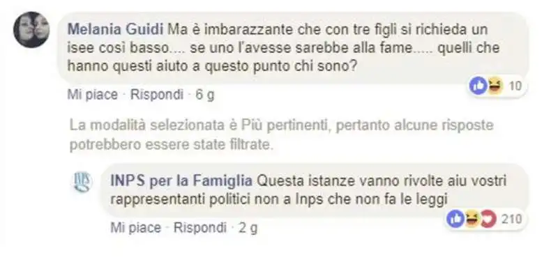 le risposte del social media manager di inps per la famiglia 10