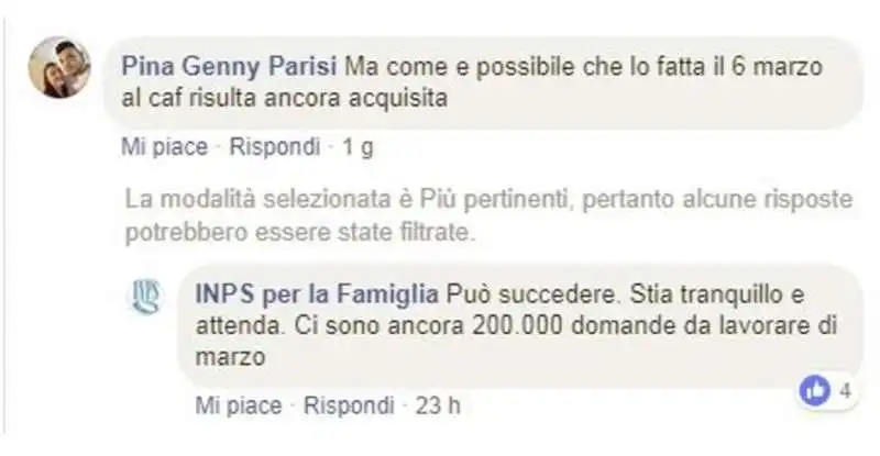 le risposte del social media manager di inps per la famiglia 13