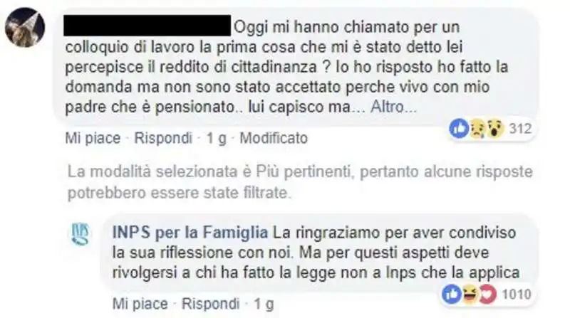 le risposte del social media manager di inps per la famiglia 16