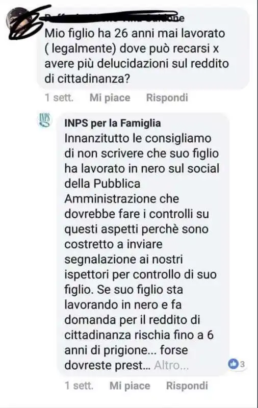 le risposte del social media manager di inps per la famiglia 4