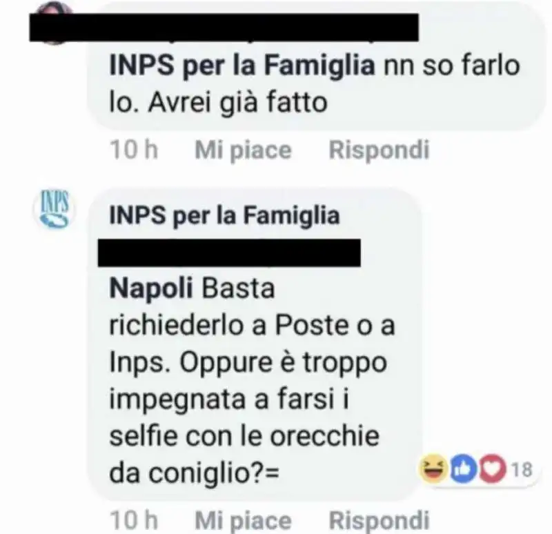 le risposte del social media manager di inps per la famiglia 7