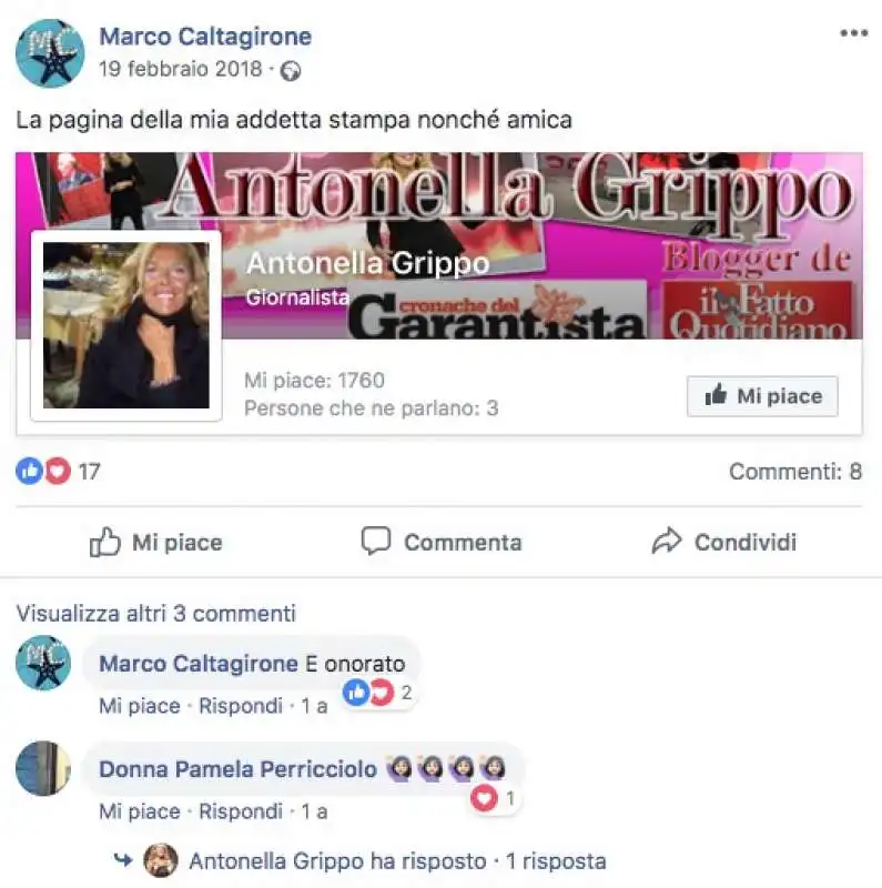 marco caltagirone e pamela perricciolo hanno la stessa ufficio stampa antonella grippo