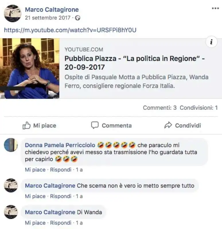 marco caltagirone pubblica wanda ferro e pamela fa la gelosa 