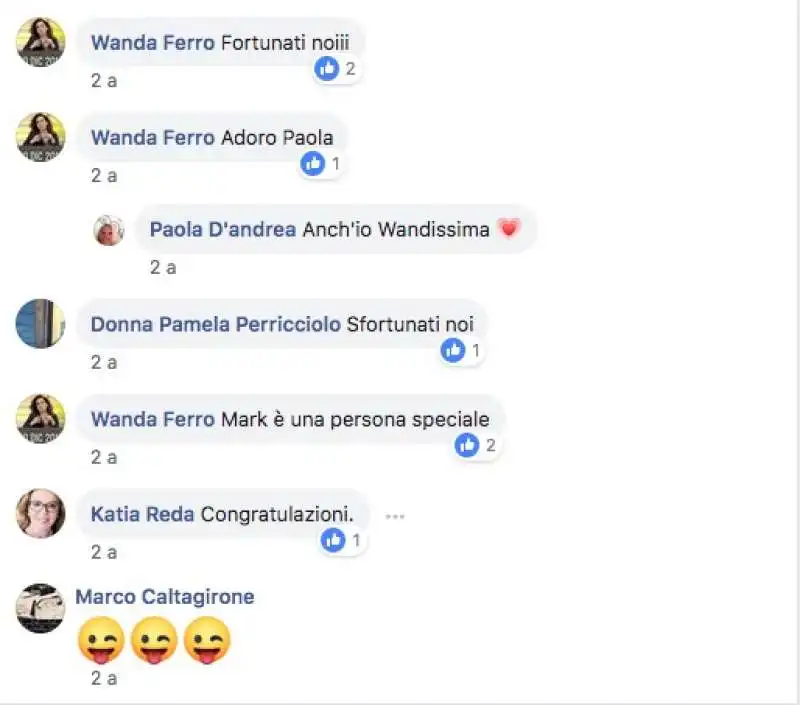 marco caltagirone si fidanza e wanda ferro commenta con baci e amore 