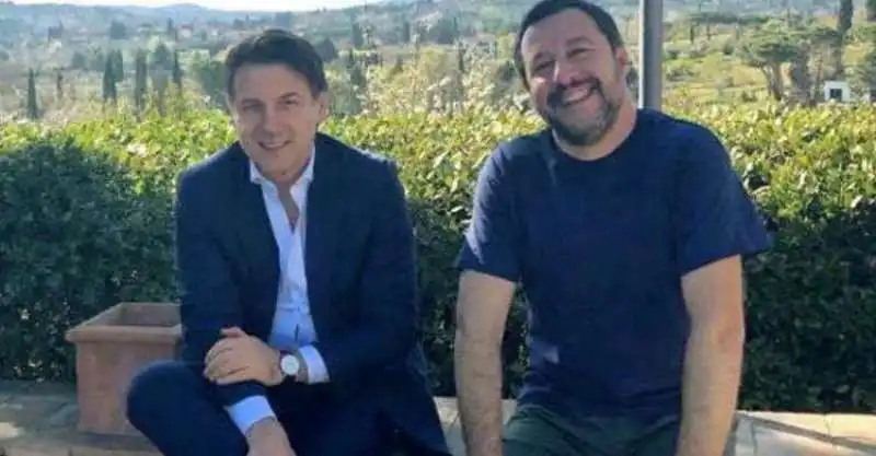 matteo salvini giuseppe conte a pian de giullari firenze