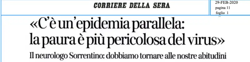 corriere della sera ed emergenza coronavirus 2