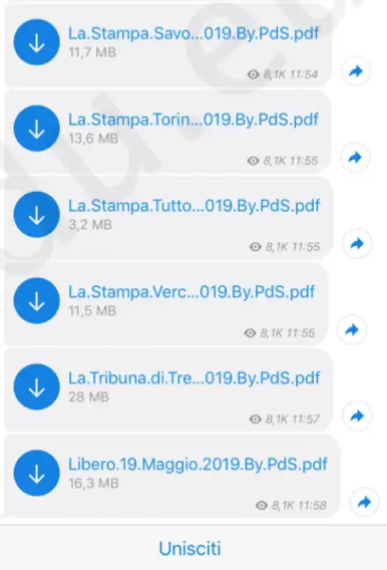 giornali gratis su telegram