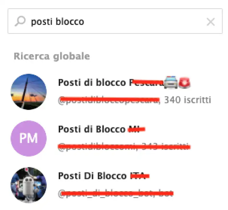 gruppi telegram   posti di blocco