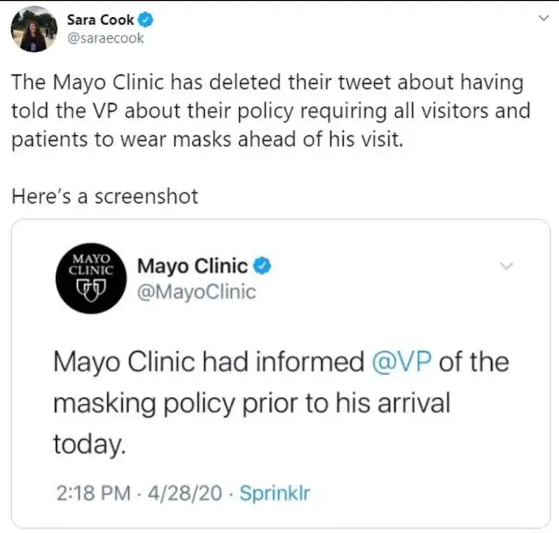 il tweet della mayo clinic