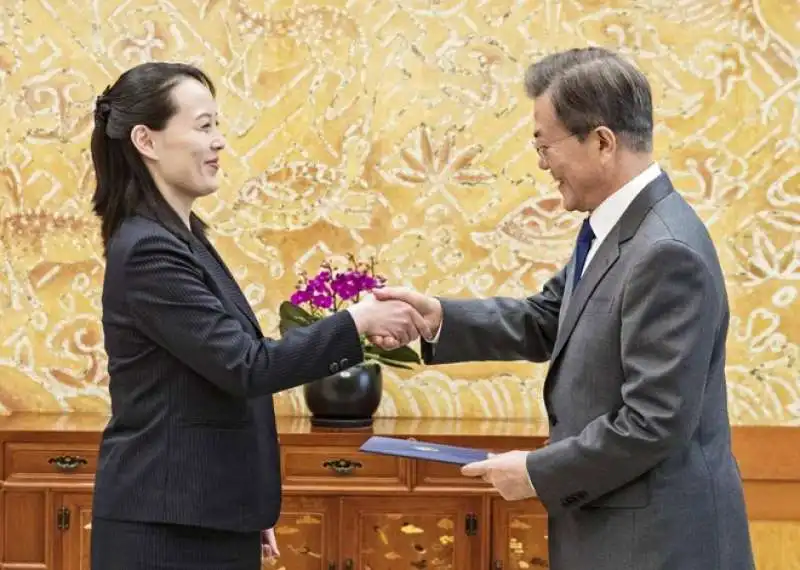 kim yo jong con il presidente sudcoreano moon jae in