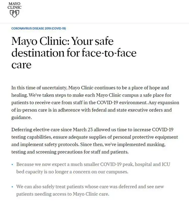 la policy della mayo clinic