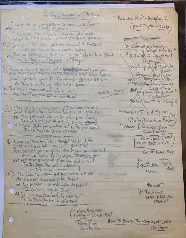 manoscritto di bob dylan 1