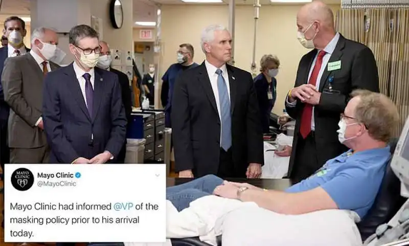 mike pence senza mascherina alla mayo clinic 5