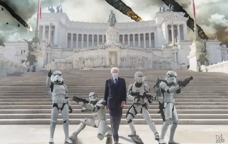 sergio mattarella da solo all'altare della patria   meme 1