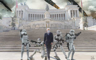 sergio mattarella da solo all'altare della patria meme 1