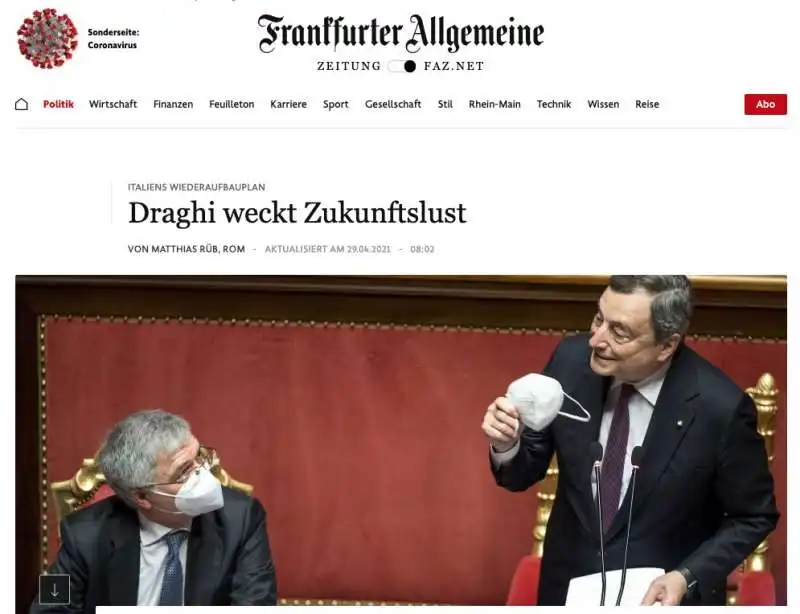 ARTICOLO DELLA FRANKFURTER ALLGEMEINE ZEITUNG SU DRAGHI