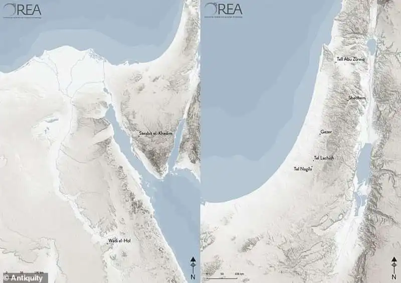 sinai a sinistra e levante a destra