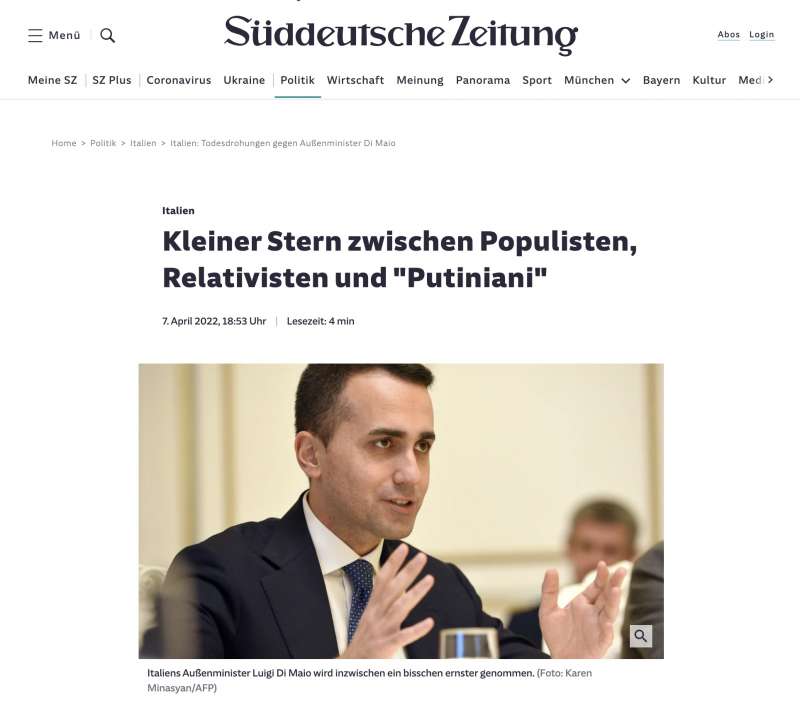 ARTICOLO DELLA SUDDEUTSCHE ZEITUNG SU LUIGI DI MAIO