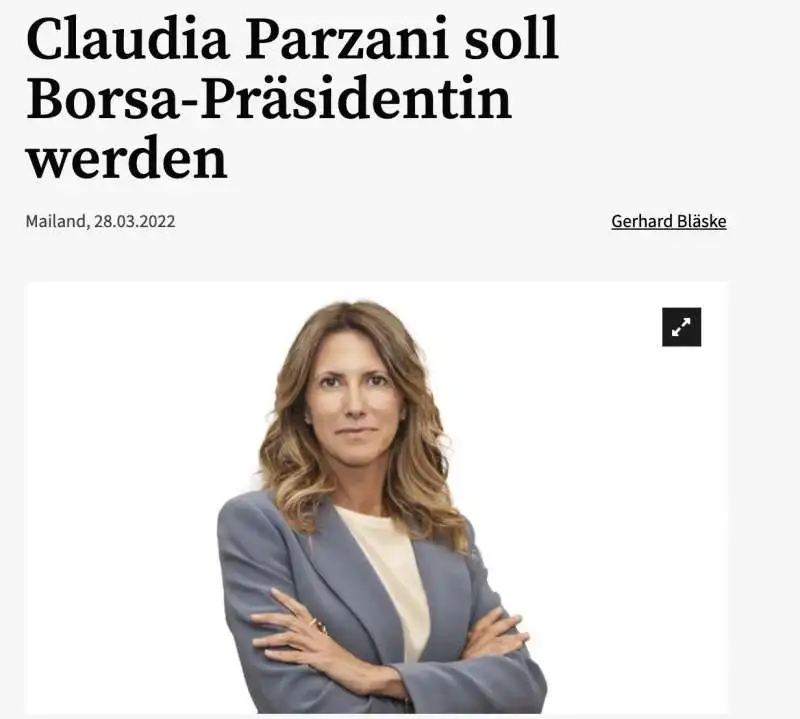 ARTICOLO DI BORSEN ZEITUNG SU CLAUDIA PARZANI 