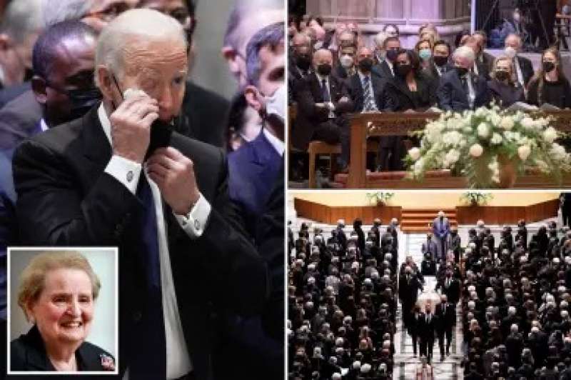 BIDEN AL FUNERALE DI MADELEINE ALBRIGHT