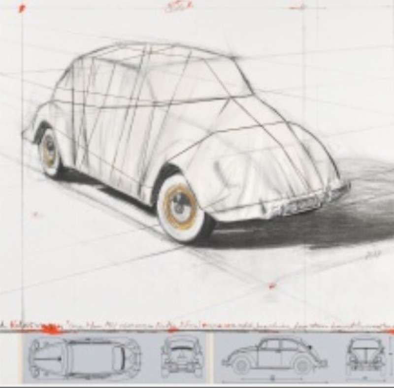 disegno volkswagen impacchettato di christo