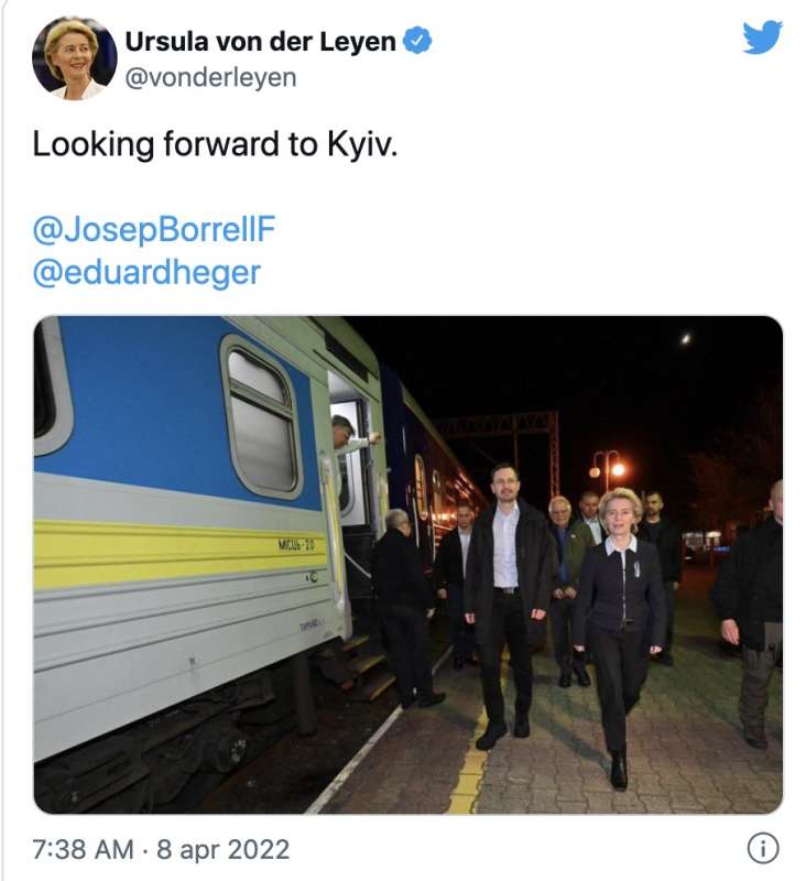 IL TWEET DI URSULA VON DER LEYEN - IN VIAGGIO VERSO KIEV