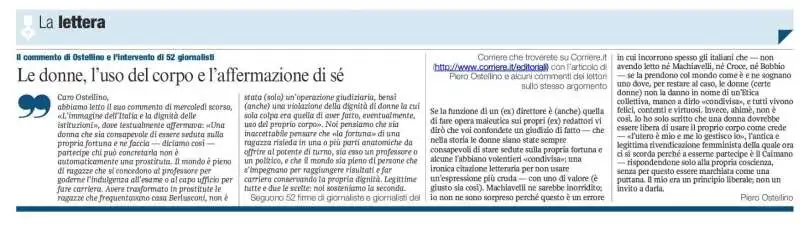 lettera dei giornalisti del corriere contro ostellino   21 gennaio 2011