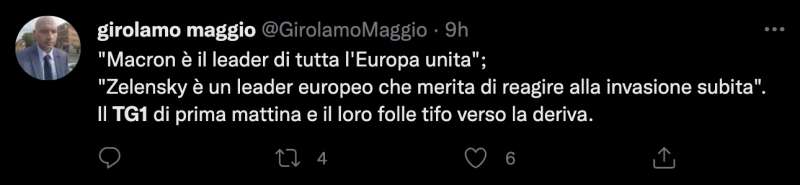 tweet sulla copertura del tg1 delle presidenziali francesi 2