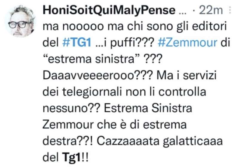 tweet sulla copertura del tg1 delle presidenziali francesi 7