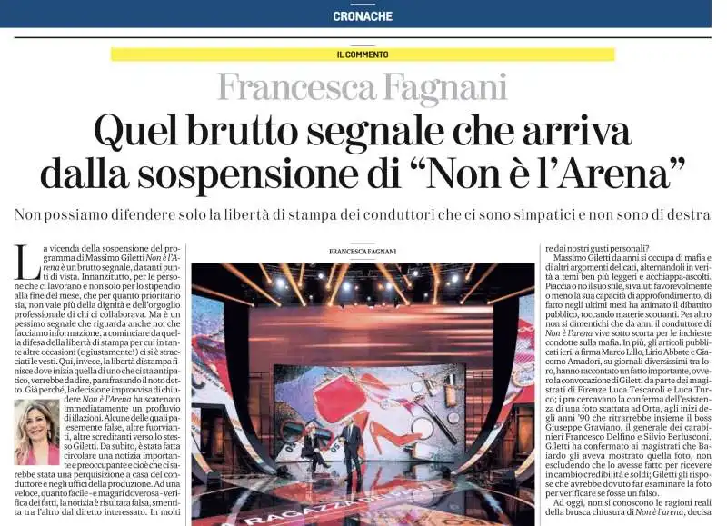 ARTICOLO DI FRANCESCA FAGNANI IN DIFESA DI MASSIMO GILETTI - LA STAMPA - DOMENICA 16 APRILE 2023