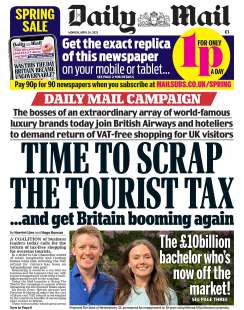 CAMPAGNA DEL DAILY MAIL PER ELIMINARE LE TASSE PER I TURISTI IN INGHILTERRA