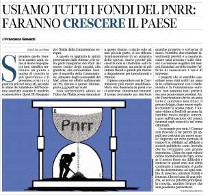 EDITORIALE DI FRANCESCO GIAVAZZI SUL PNRR - CORRIERE DELLA SERA - 5 APRILE 2023