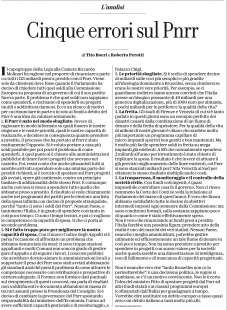 EDITORIALE DI TITO BOERI E ROBERTO PEROTTI SUL PNRR - LA REPUBBLICA - 5 APRILE 2023