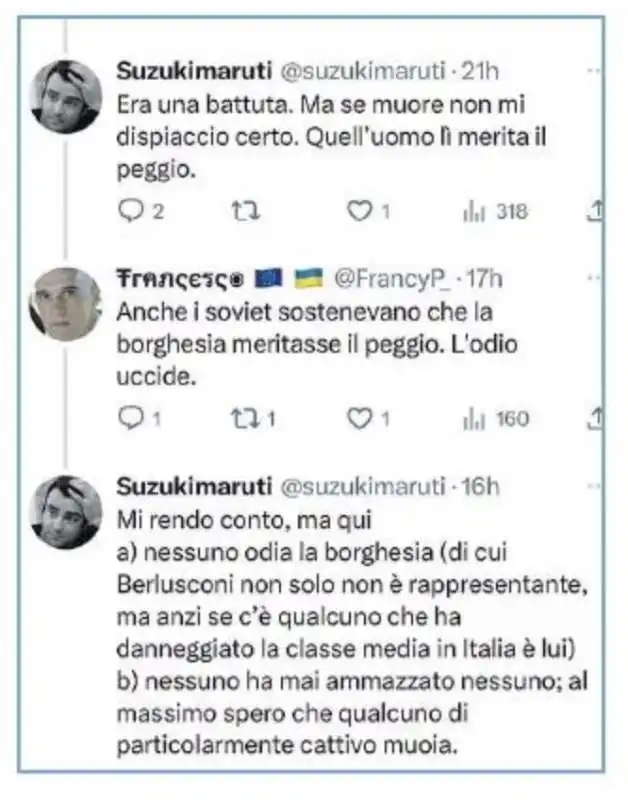 ENRICO SOLA SI AUGURA LA MORTE DI SILVIO BERLUSCONI 