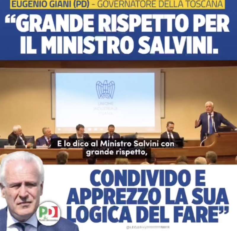 eugenio giani loda matteo salvini