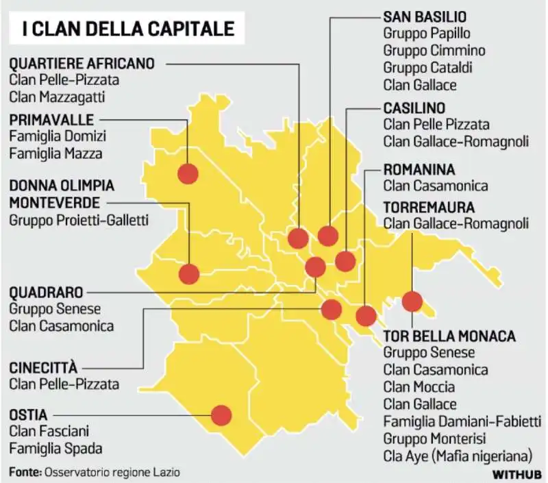 I CLAN CRIMINALI DI ROMA - LA MAPPA