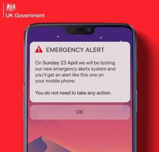 il messaggio di allarme che comparira' sui cellulari dei britannici