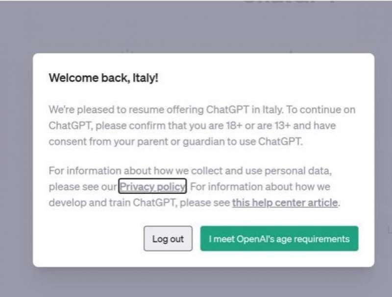 il ritorno di ChatGpt in Italia