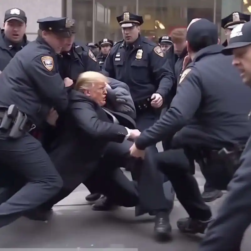 immagine fake di trump arrestato 