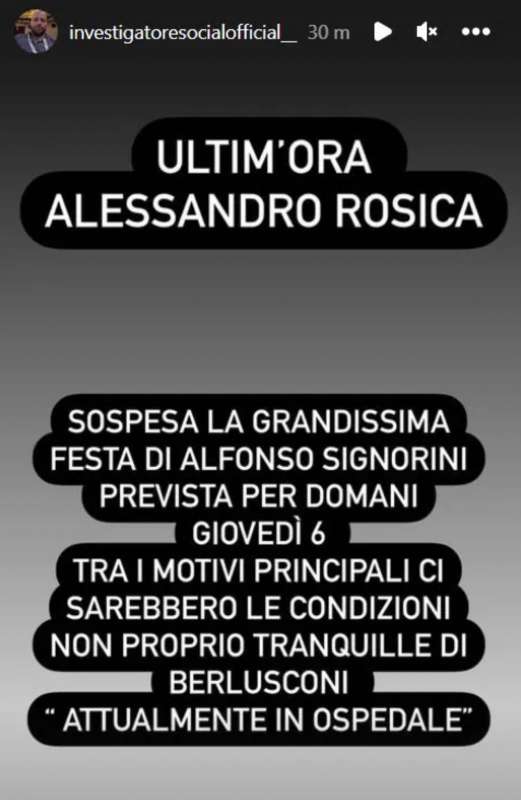 LA STORY DI ALESSANDRO ROSICA SUL PARTY DI SIGNORINI ANNULLATO