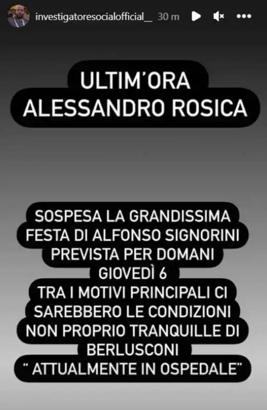 LA STORY DI ALESSANDRO ROSICA SUL PARTY DI SIGNORINI ANNULLATO 