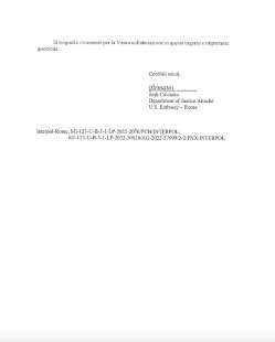 lettera del dipartimento di giustizia usa su artem uss 2