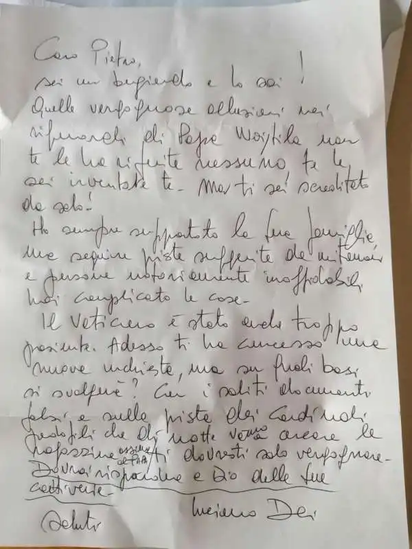 LETTERA RICEVUTA DA PIETRO ORLANDI