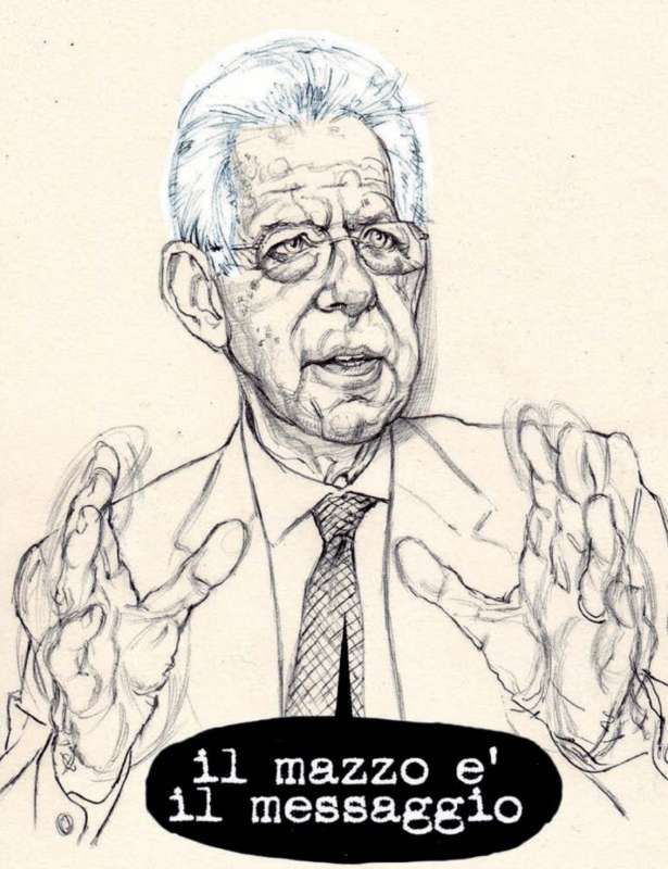 mario monti vignetta di riccardo mannelli