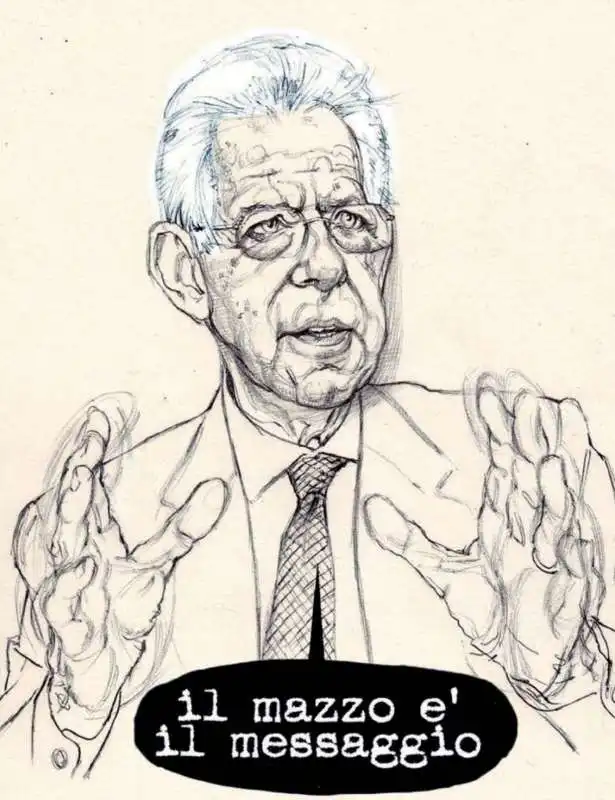 mario monti   vignetta di riccardo mannelli 