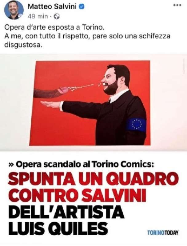 matteo salvini contro il quadro di quiles