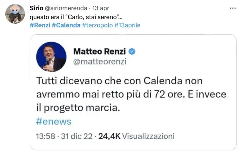 MEME SU MATTEO RENZI CARLO CALENDA 2