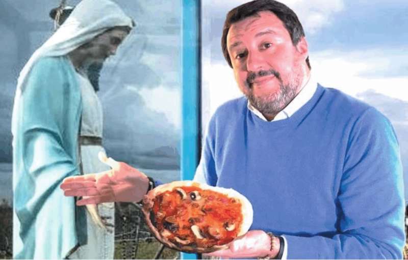 meme su matteo salvini e la madonna di trevignano