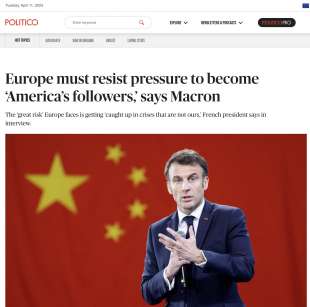 POLITICO - INTERVISTA A EMMANUEL MACRON DOPO IL VIAGGIO IN CINA